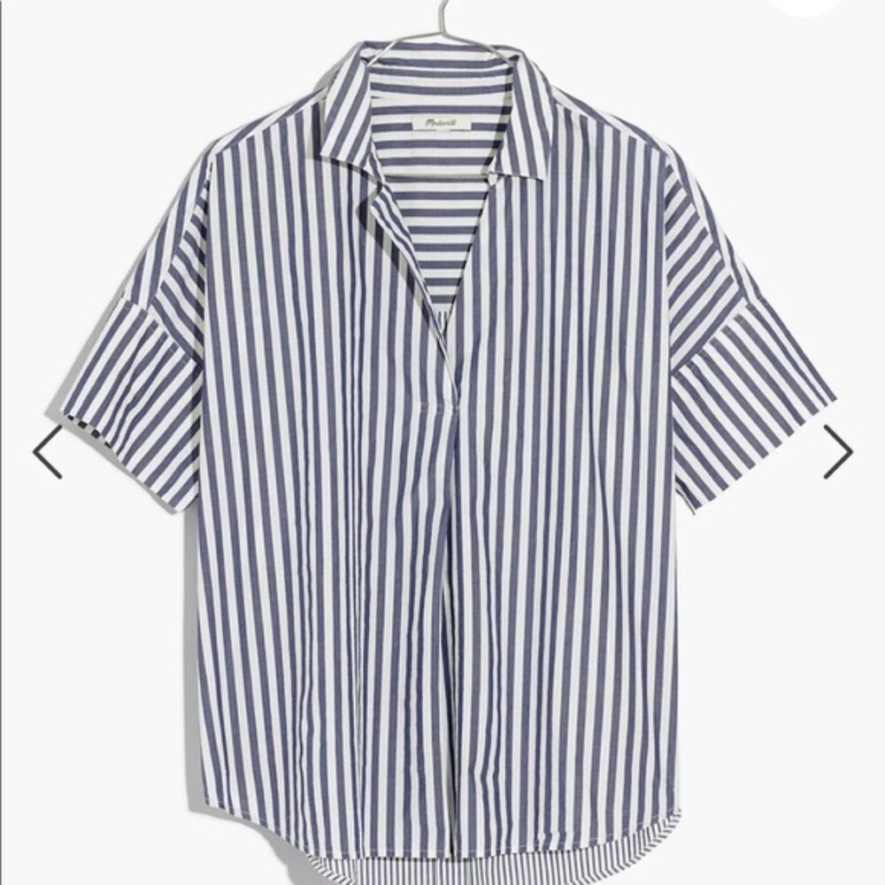 Madewell Courier Button-Back Shirt in Stripe Mix